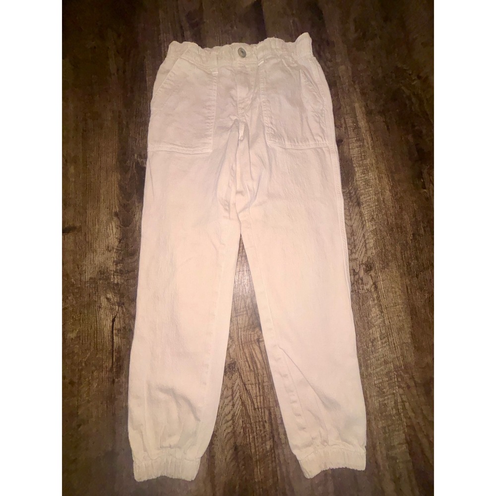 American Eagle Cream Paperbag Waist Jogger Pants Utility Pockets Womens 2 Reg